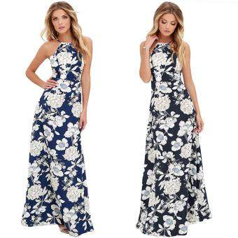 New Sexy Women Maxi Dress Halter Neck Floral Print SleevelessSummer Beach Holiday Long Slip Dress Black Julai 2018 - 4 New Sexy Women Maxi Dress Halter Neck Floral Print SleevelessSummer Beach Holiday Long Slip Dress Black - 4