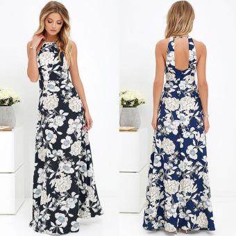New Sexy Women Maxi Dress Halter Neck Floral Print SleevelessSummer Beach Holiday Long Slip Dress Black Julai 2018 - 5 New Sexy Women Maxi Dress Halter Neck Floral Print SleevelessSummer Beach Holiday Long Slip Dress Black - 5