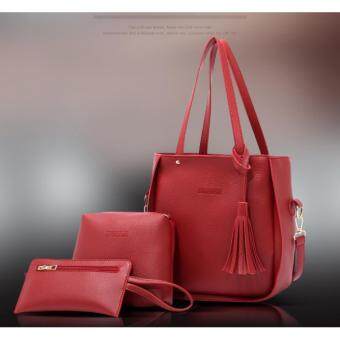 Superlady PU Leather Handbag Shoulder Bags 3 In 1 Set Red Jun 2018 - 2 Superlady PU Leather Handbag Shoulder Bags 3 in 1 set red - 2
