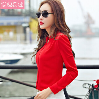 V-neck Slim Fit Ol Shirt Women's Top Mei 2018 - 3 V-neck Slim fit ol shirt Women's Top - 3