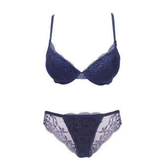 Varsbaby Womens Sexy Lace Push Up Bra Set(Blue) | Lazada