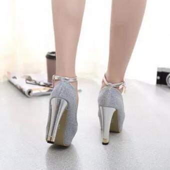 ZH Ladies Fashion Shallow Mouth Fish Mouth High-heeled Shoes Silver Mei 2018 - 4 ZH Ladies fashion shallow mouth fish mouth high-heeled shoes Silver - 4