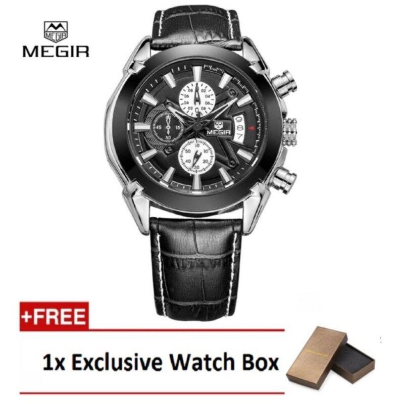(100% Authentic) MEGIR M2020 Male Quartz Watch Three Working
Sub-dials Sport Water Resistant Stainless Steel Back Wristwatch
(BLACK) + Exclusive Watch Box Malaysia