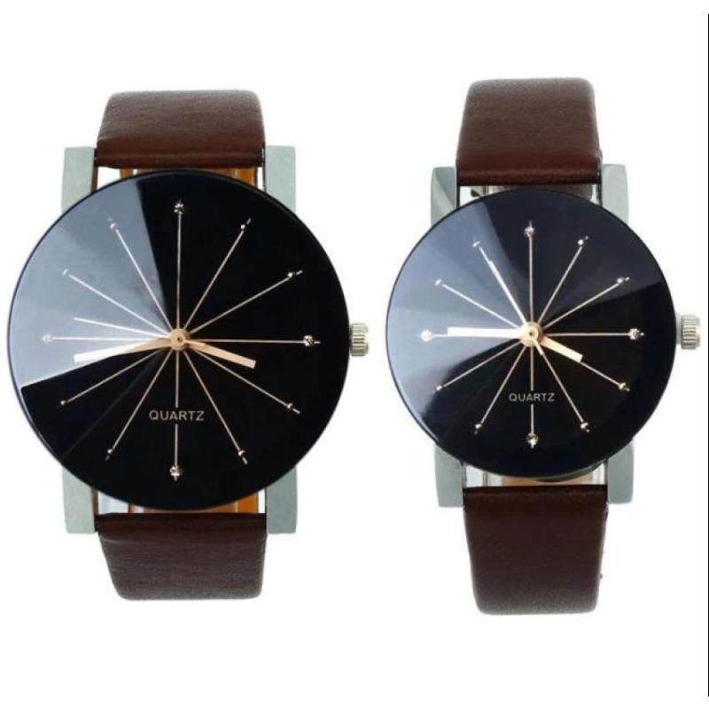 2Pcs/Set Couple Watch Men and Women Fashion Quartz Dial Clock Leather Wrist Watch Malaysia