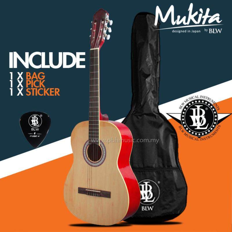 BLW 39 inch Classical Standard Nylon Strings Guitar for starters and beginners Comes with BLW Bag , Merchandise Sticker and Guitar Pick (Brown) Malaysia