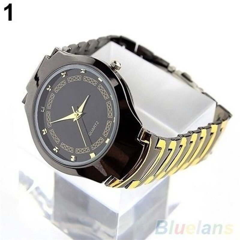 BODO Luxury Mens Business Casual Stainless Steel Link Chain Wristwatch Quartz Round dial Watch(Black) Malaysia