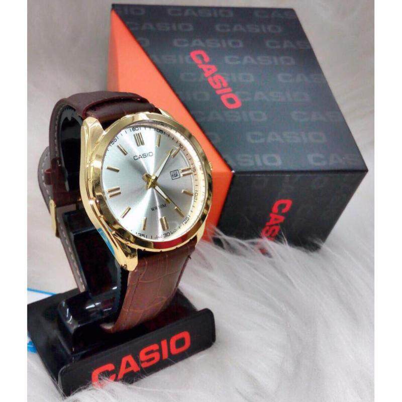 Brown Strap with White Dial (Gold Lug) Casio Watch Malaysia