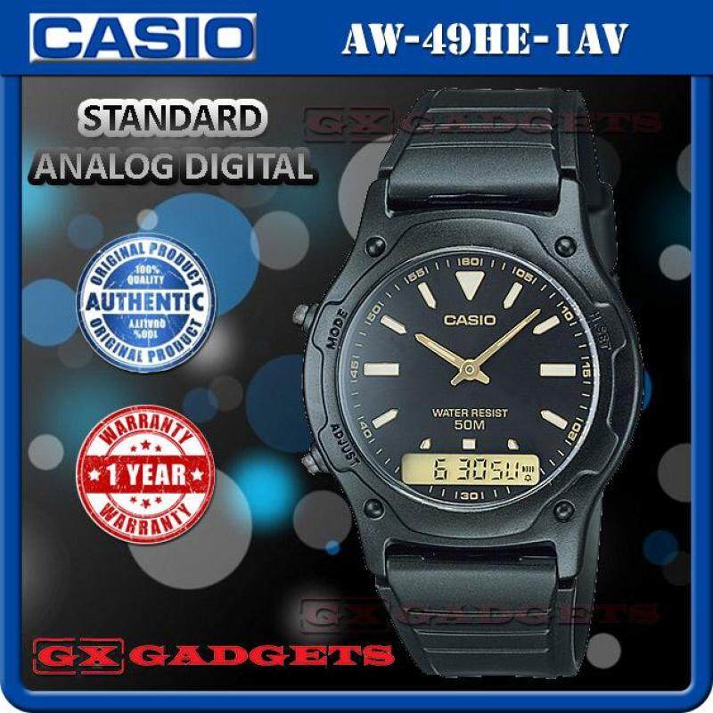 Casio Aw-49He-1Av Standard Analog Digital Watch Dual Time Alarm Wr50M Malaysia