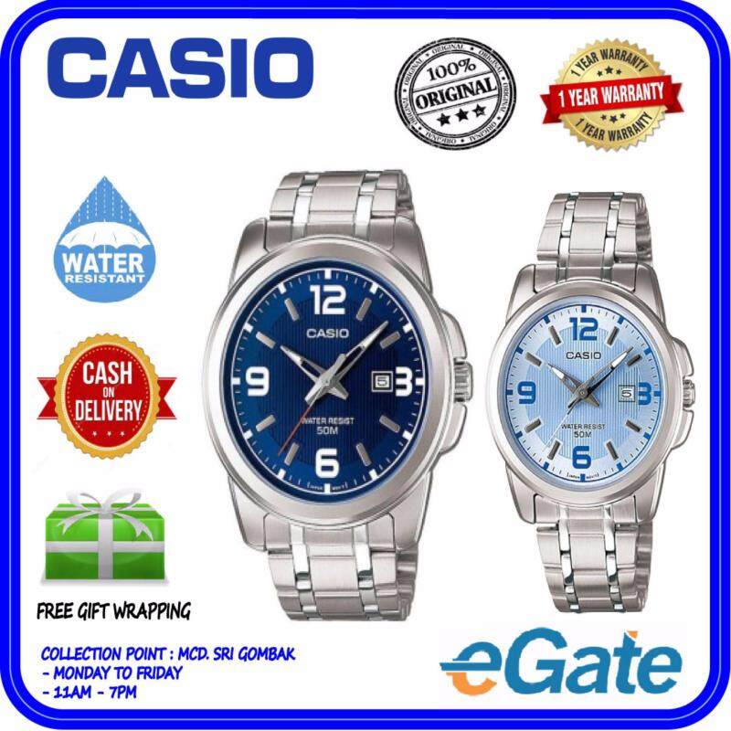 Casio MTP-1314D-2AV & LTP-1314D-2AV Analog Couple Watch - Silver Blue Casual Original Malaysia