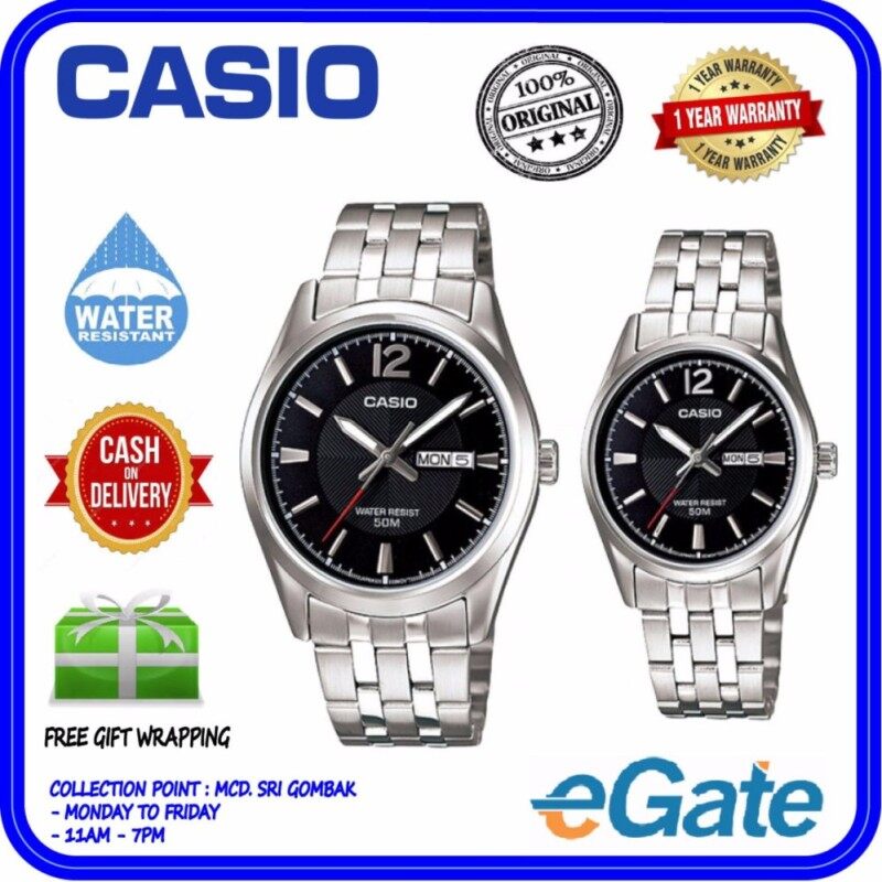 Casio MTP-1335D-1AV & LTP-1335D-1AV Analog Couple Watch - Silver Black Casual Original Malaysia