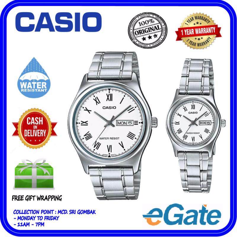 Casio MTP-V006D-7B & LTP-V006D-7B Analog Couple Watch - Silver White Casual Original Malaysia