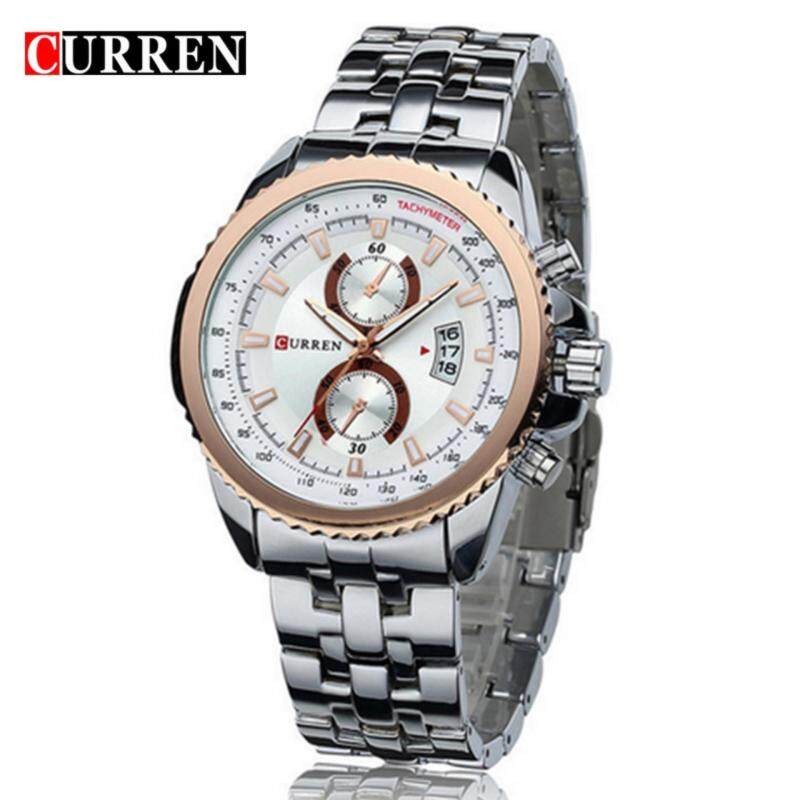CURREN 8082 Brand Men Sports Watch Men (Gold White) Malaysia