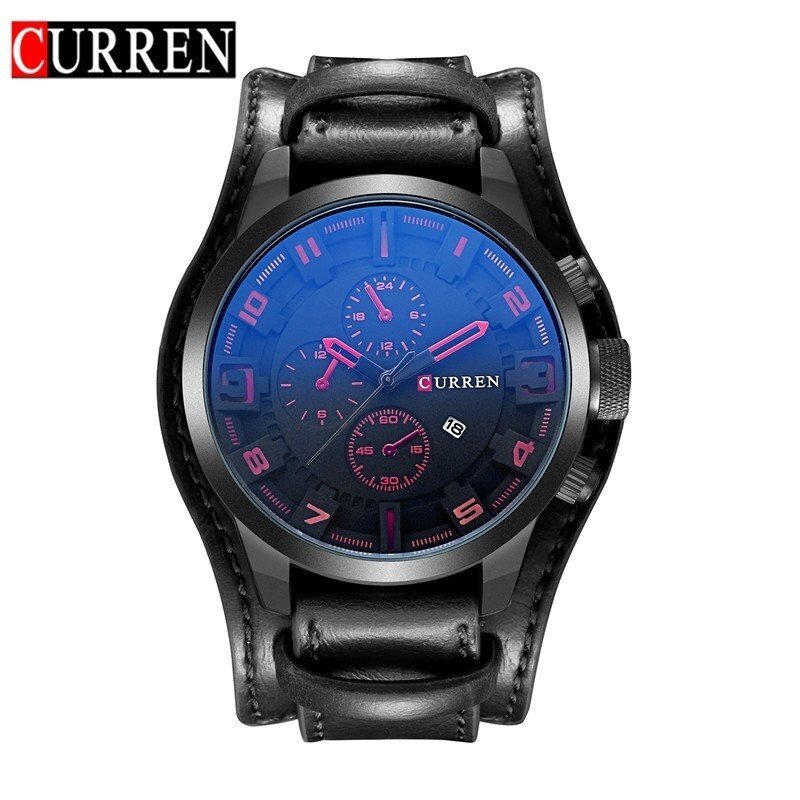 CURREN 8225 Original Brand Mens Sports Round Analog Wrist Watch Faux Leather Band Date Watch For Men Malaysia