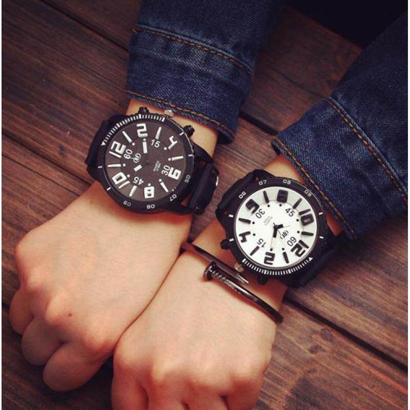 DZ-set of two-South Korea Harajuku large dial of male and female
students QF neutral wind tide table Korean fashion personality
couple watches (black and white) Malaysia