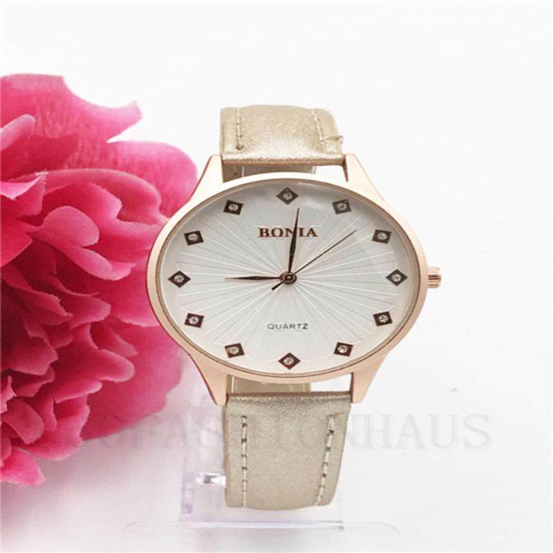 Fashion-BONI Fashion Simple Quartz Watch PU Leather(Rose gold)-BEIGE Malaysia