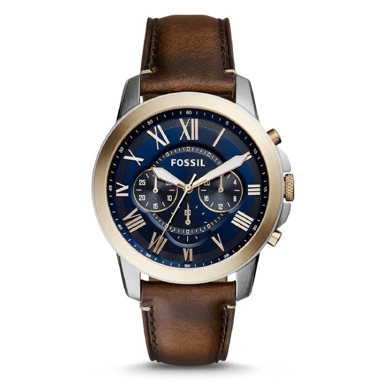 Fossil FS5150 Mens Grant Chronograph Dark Brown Leather Watch Malaysia