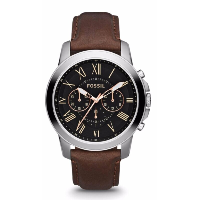 Fossil Mens Grant Chrono Brown Leather Watch FS4813 Malaysia