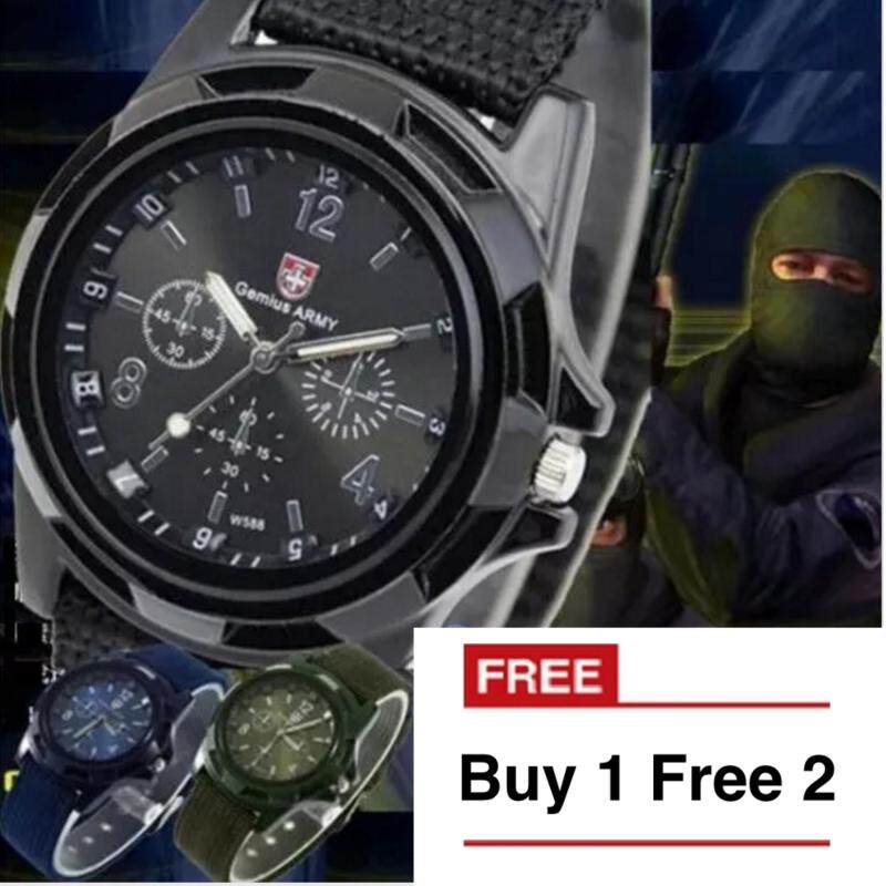 FREEMARKET Buy 1 Free 2 - Men Nylon Knitted band Gemius Military Army Quartz Movement Watch (3 Colors) Malaysia