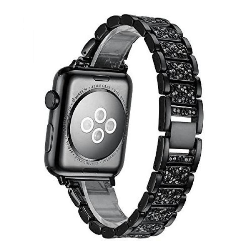From USA Elobeth for Apple Watch Band, Stainless Steel Luxury Crystal Alloy Crystal Rhinestone Bracelet Strap for Apple Watch 42mm Black Malaysia