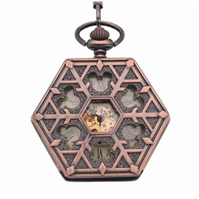 gaoshang Antique red bronze Hexagonal automatic pendant fob
watchretro pocket watch keychain vintage mechanical pocket watch
withChain (Yellow) Malaysia