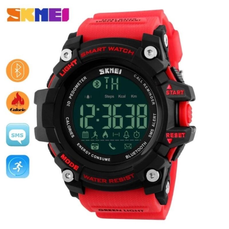 Hot Sales Skmei 1227 Watch Mens Sports Wristwatches Smart Pedometer Bluetooth Mens LED Alarm Waterproof Digital Watch - Red intl Malaysia