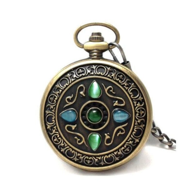 iooiopo Watch authentic retro European watch lucky stone five
catstone watch men Rome Mechanical Pocket Watch (Green) Malaysia