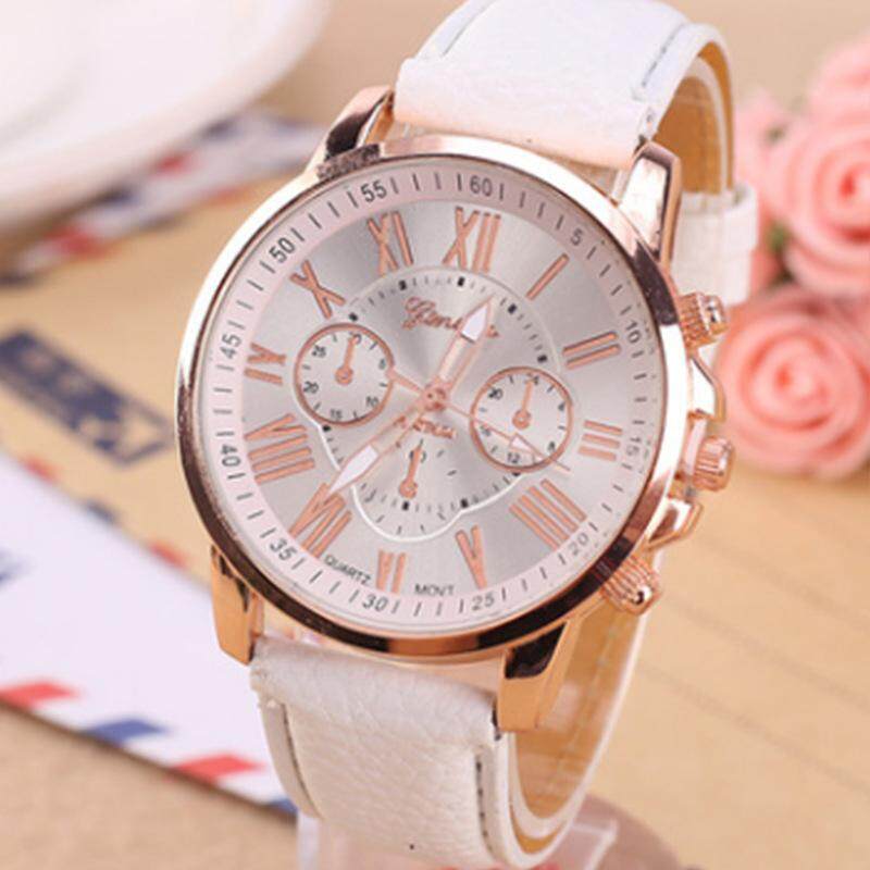 JY Mens Quartz Water Resistance Rhinestone Golden Bezel Leather Wrist Watch-Black Malaysia
