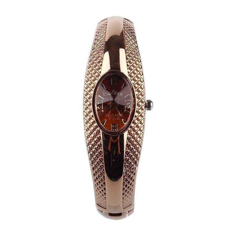 Korean Style Fashion Women Golden Oval Quartz Watches Lady Cuff
Bangle Bracelet Wrist Watch Malaysia