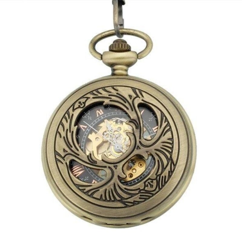 linxing Vintage Steampunk Retro Shiny Semi-hollow Phoenix
WingsCarving Bronze Mechanical Hand Wind Pocket Watch for Men
Women(Yellow) Malaysia