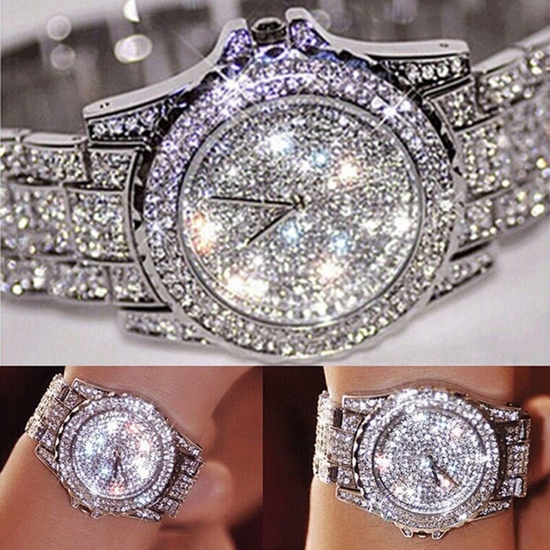 Luxury Full Diamond Dress Women Rhinestone watch Lady Stainless
Steel Band Bracelet Wristwatch Crystal hours(silver) Malaysia