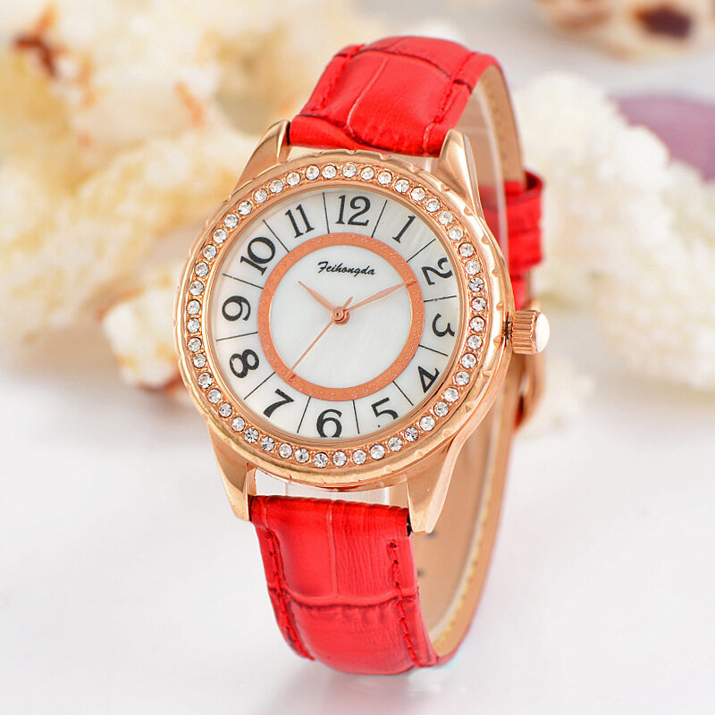 Manufacturers spot belt ladies watch watch student fashion diamond quartz watch digital surface waterproof Malaysia
