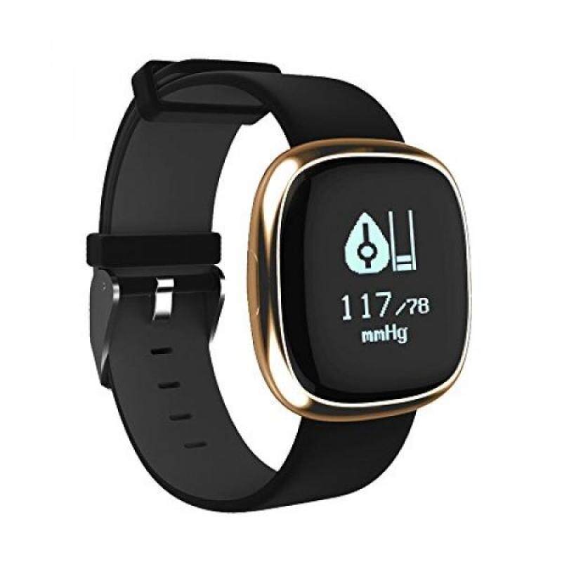 MBHB Stylish Waterproof Fitness Tracker, Superior Heart Rate / Blood Pressure / Sleep Monitor, Anti-Scratch Smart Wristband for iOS Android Smartphones, Gold Black Malaysia