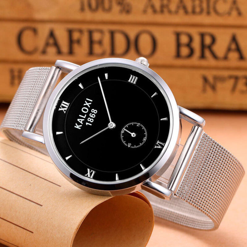 Men watch fine steel belt, European and American fashion men watch watch belt waterproof leisure quartz watch electronic watch Malaysia