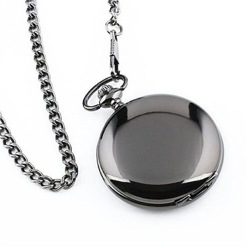 Mens Blank Stainless Steel Case White Dial Arabic Numeral Pocket Watch with Chain /Gift Box Malaysia