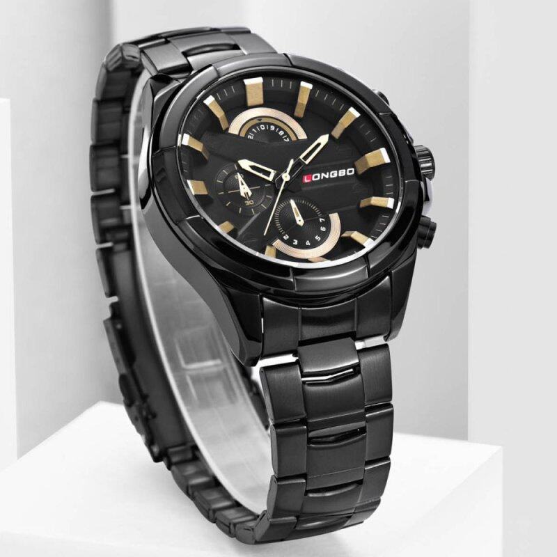 Mens Fashion DesignSprort Quartz Analog Waterproof Wrist Business Watch with Stainless Steel Case,30M 3ATM Water Resistant, Stainless Steel Band - 80242 Black Malaysia