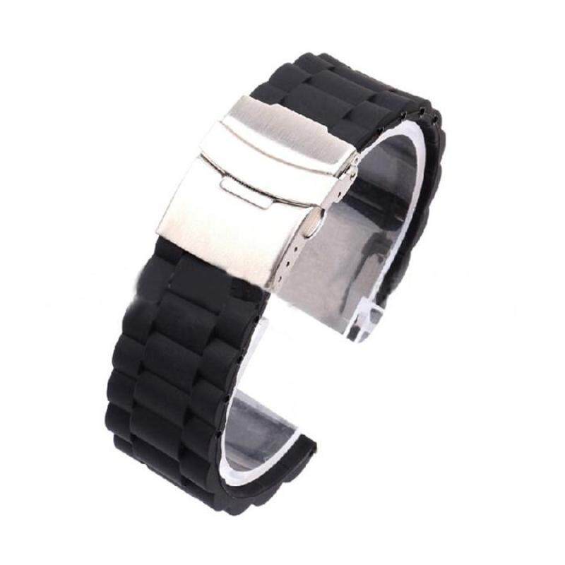 Mens Silicone Rubber Watch Strap Band Waterproof with Deployment Clasp 22mm Malaysia
