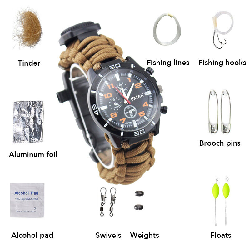 Military camouflage, mountaineering, outdoor high grade sports, men watch, earthquake disaster relief, self survival Watch Malaysia