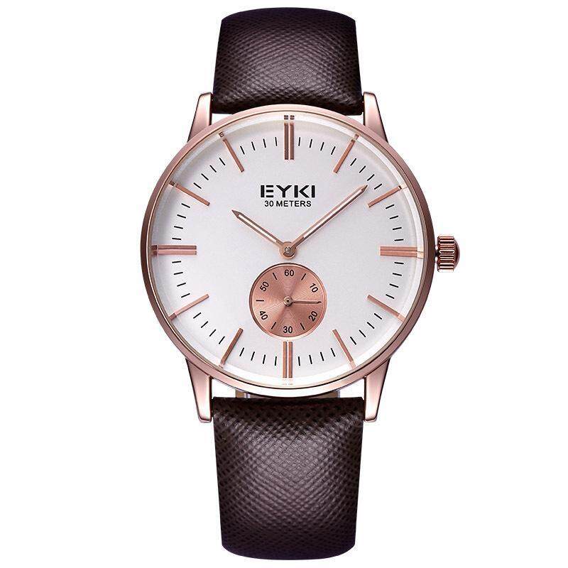 moob Bikisoft EYKI Lichade Fashion Leather Watchband men really small dial quartz movement watches wholesale (Brown) Malaysia