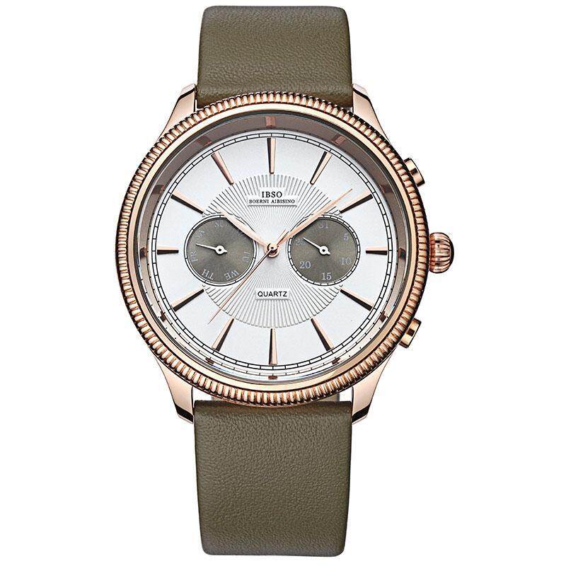 moob IBSO Outdoor Genuine Leather Strap Mens Watches Complete Calendar Multifunction Mens Watch Week Display Relojes De Los Hombres (White) Malaysia