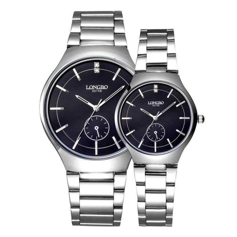 moob LONGBO imported from Japan movement fashion simple dial stainless steel strap couple watches (Black) Malaysia