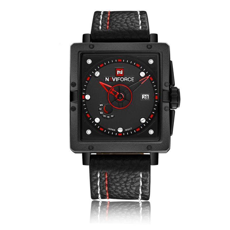moob NAVIFORCE new mens watch calendar week waterproof quartz watch fashion belt (red) Malaysia