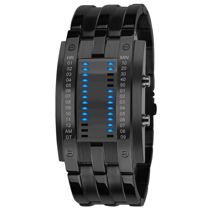 moob The electronic watch time mens fashion creative personality of adolescents watch watch LED (Black) Malaysia