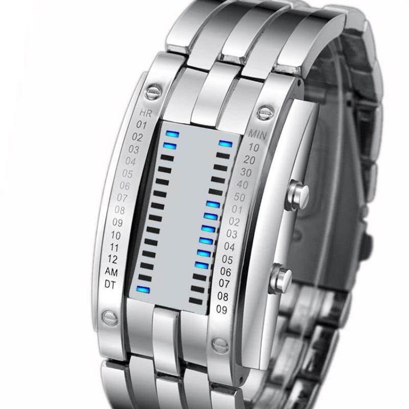 moob The electronic watch time mens fashion creative personality of adolescents watch watch LED (Grey) Malaysia