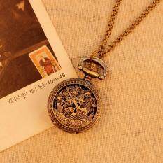 moob Vintage Retro Pocket Watch Women Necklace Quartz Alloy Pendant With Long Chain Hollow Flower Building Decoration (Bronze) Malaysia