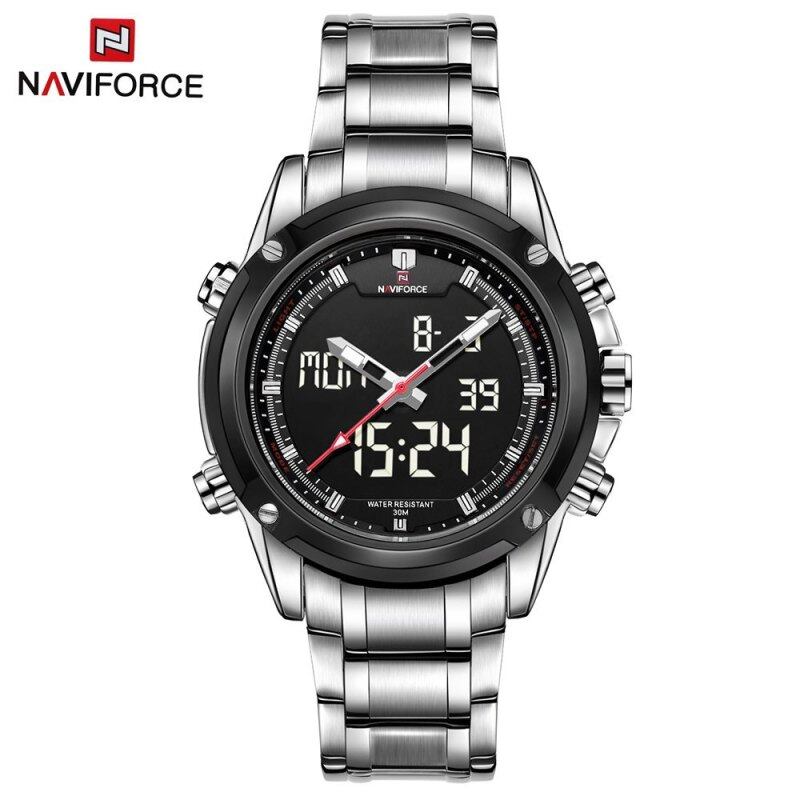 NAVIFORCE NF9050 Dual Movt Men Quarz Watch Analog Digital LED SILVER SILVER Malaysia