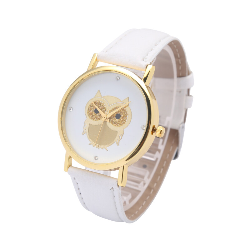 New Fashion Cartoon Owl Style Dress Gold Watch Women Clock Casual Wrist Watch Quartz Watches (White) Malaysia