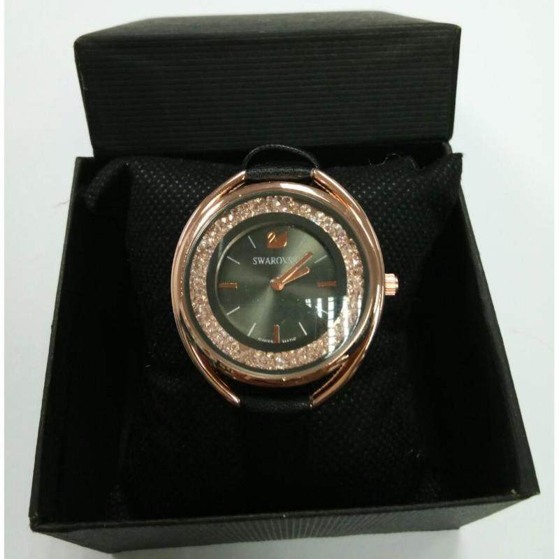 NEW SWAROVSKI LEATHER HIGH QUALITY BLACK TONE WATCH FOR WOMEN Malaysia