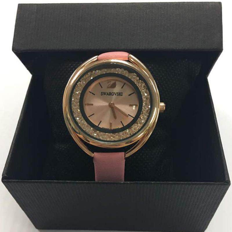 NEW SWAROVSKI LEATHER HIGH QUALITY PINK TONE WATCH FOR WOMEN Malaysia