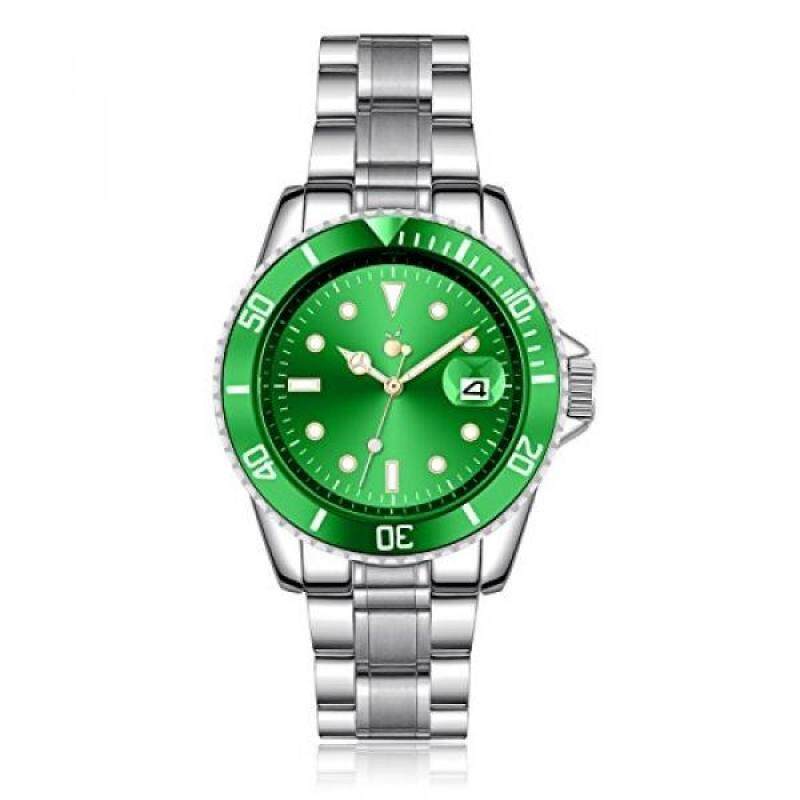 ORANGE Mens Quartz Watch Green Dial Silver Gold Two Tone Stainless Steel Watch with Date (green) Malaysia