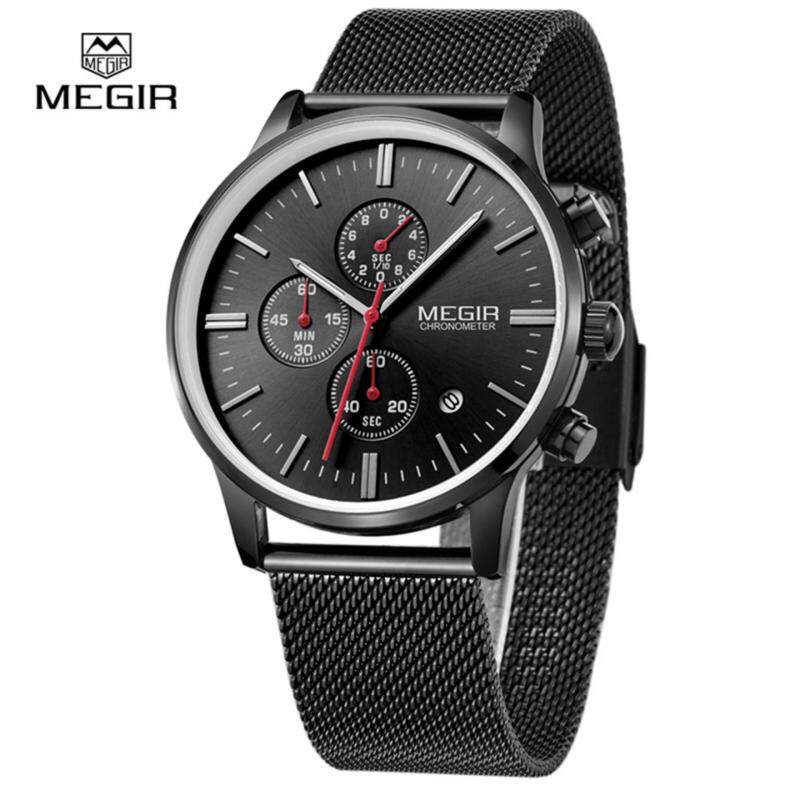 Original MEGIR 2011 Men Quartz Watch 3ATM Waterproof Mutilfunctional Fashion simple Business Wrist watch with Stainless Steel Strap Malaysia